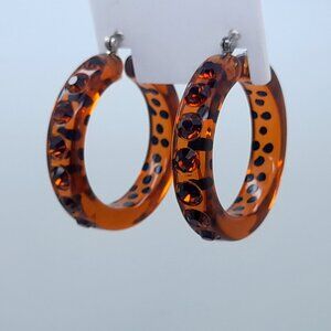 chunky style brown blakdot Acrylic 1.5 Hoop smoked topaz color Fashion Earrings